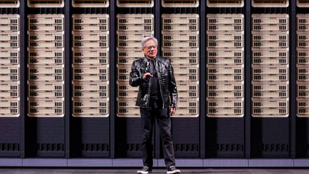 CEO da Nvidia, Jensen Huang, durante keynote sobre Vera Rubin na CES 2026