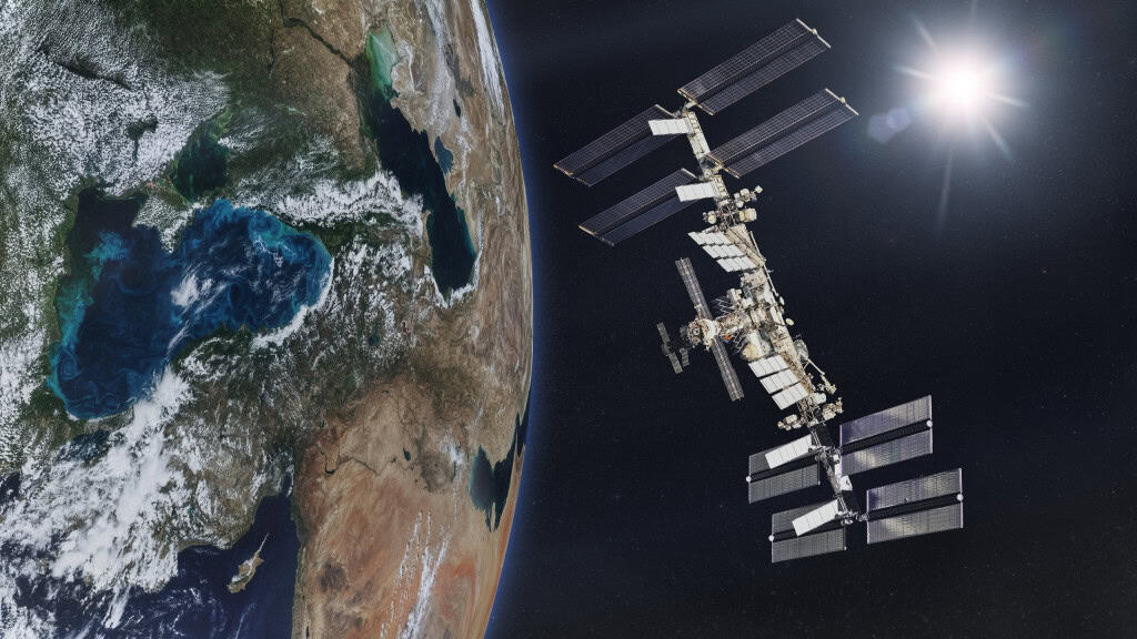 Satélite ao lado da Terra