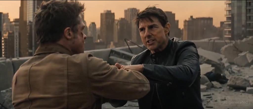 vídeo gerado por ia mostra uma luta entre os atores brad pitt e tom cruise