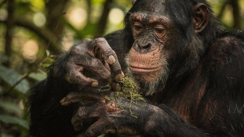 Cientistas se impressionam com a evolução dos chimpanzés que escolhem plantas específicas para tratar as próprias doenças