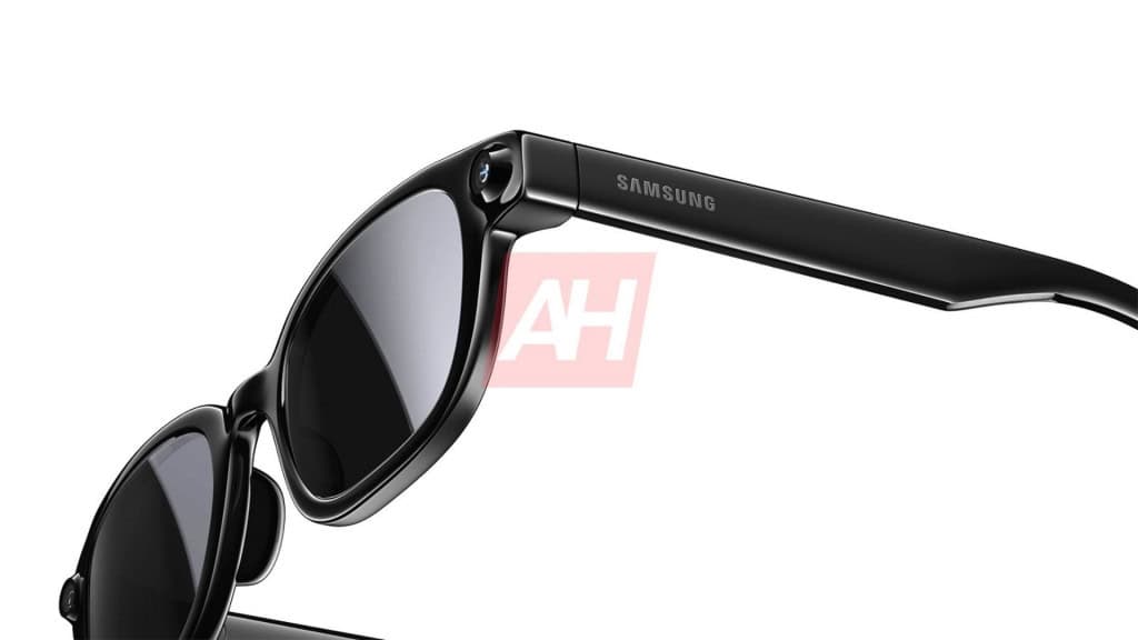 Montagem mostrando detalhes do óculos inteligente Galaxy Glasses da Samsung
