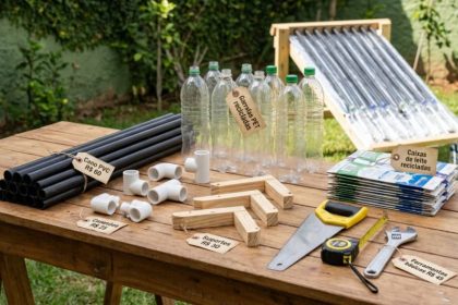 Aquecedor solar caseiro feito com garrafa PET e cano preto elimina o chuveiro elétrico e custa menos de R$ 200