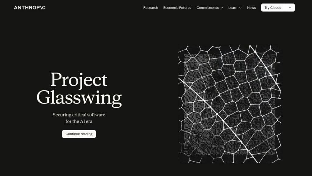 Captura de tela de página sobre Projeto Glasswing no site da Anthropic