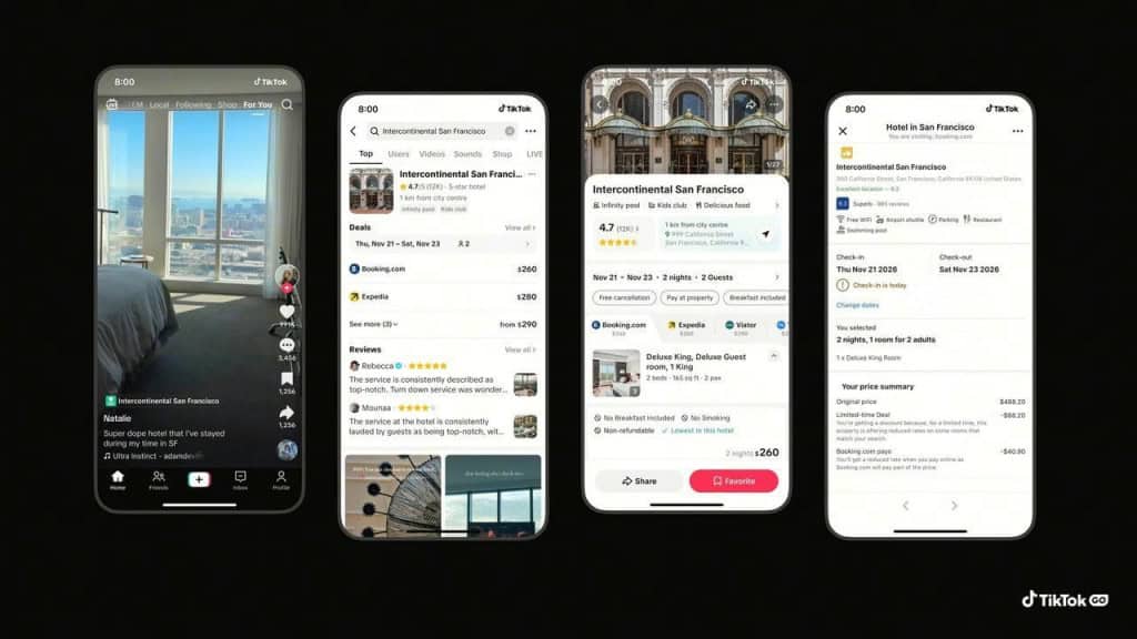 TikTok lança ferramenta para reservar viagens pelo app TikTok lança ferramenta para reservar viagens pelo app