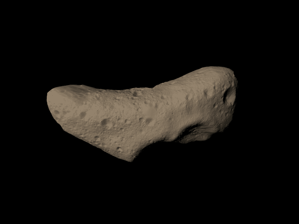 Asteroide Eros modelado a partir dos dados coletados pela Sonda NEAR Shoemaker
