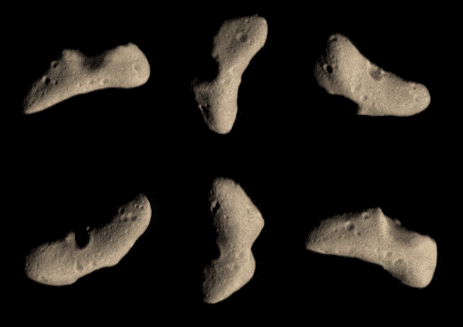 Imagens do asteroide Eros captadas pela sonda NEAR Shoemaker.