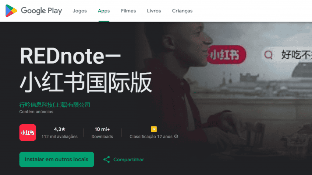 Imagem do aplicativo RedNote no Google Play Store