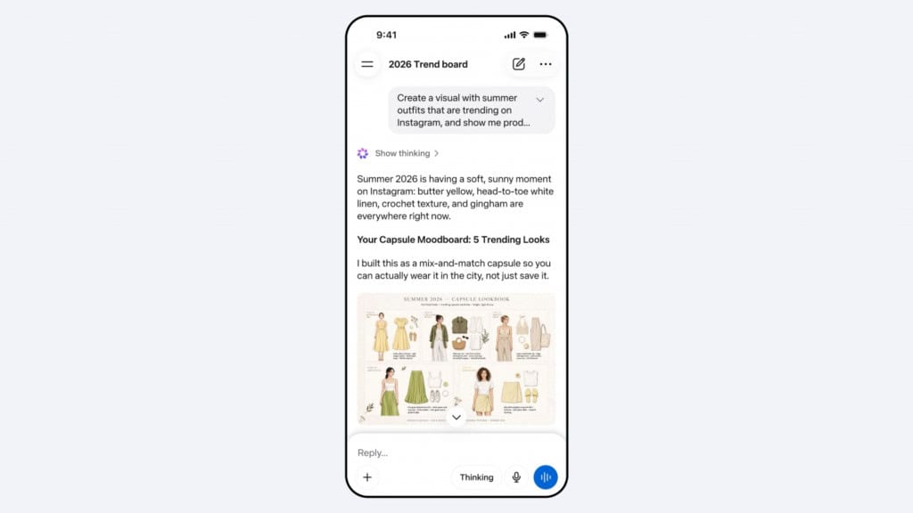 O chatbot Meta AI também pode criar sugestões de "looks" para você vestir