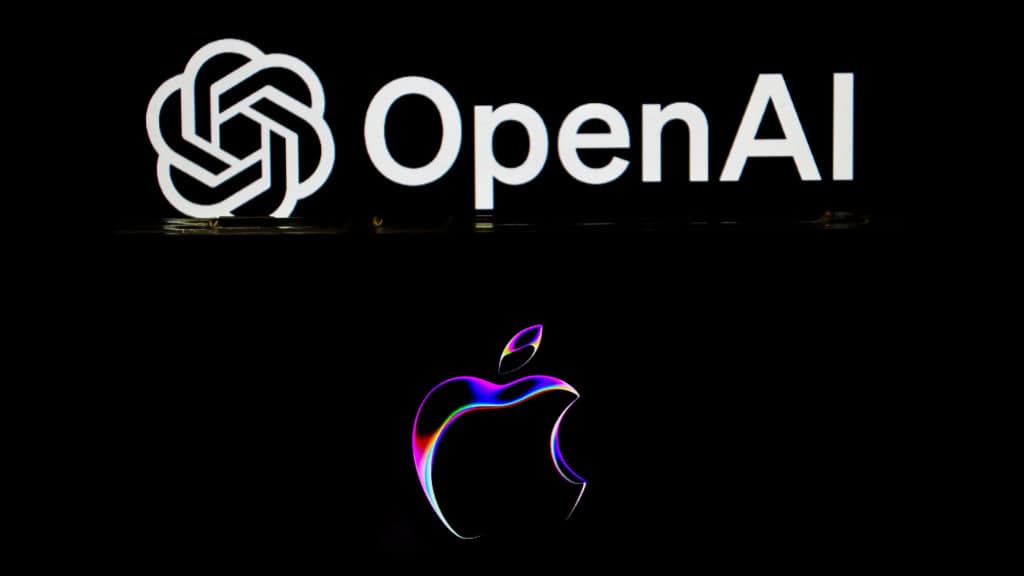 Logomarcas da OpenAI e da Apple