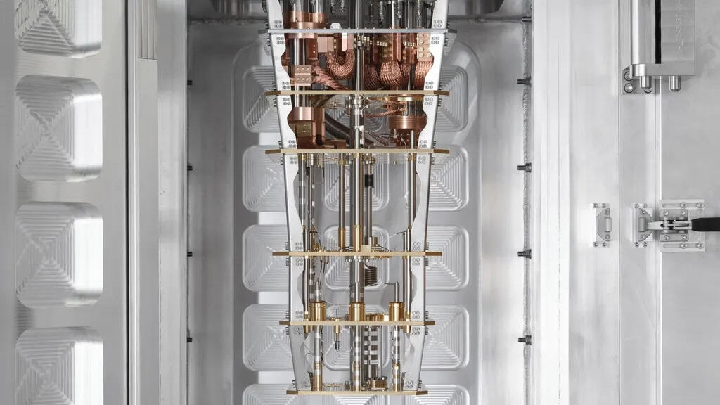 Detalhe da "geladeira quântica" da IBM