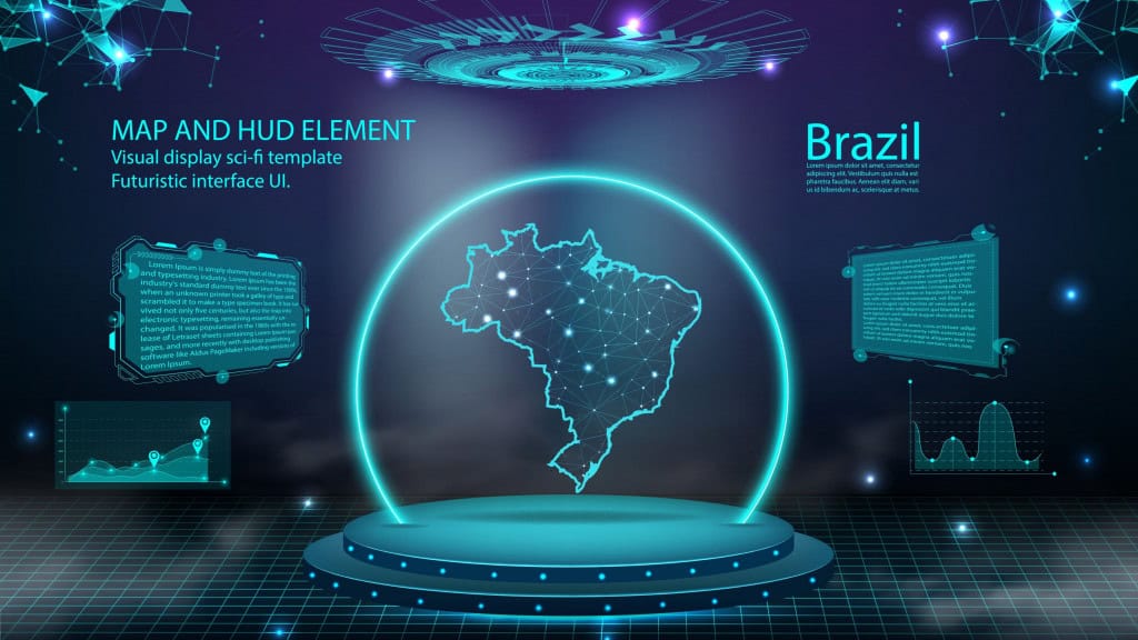 Ilustração de holograma do mapa do Brasil