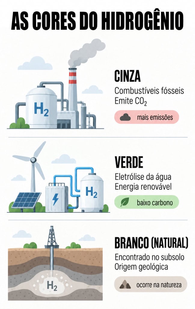 O hidrogênio é classificado por cores.
